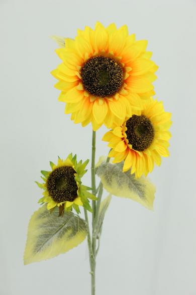 SUNFLOWER 3HEADS DIA15cm/13cm/10cm, L:90CM